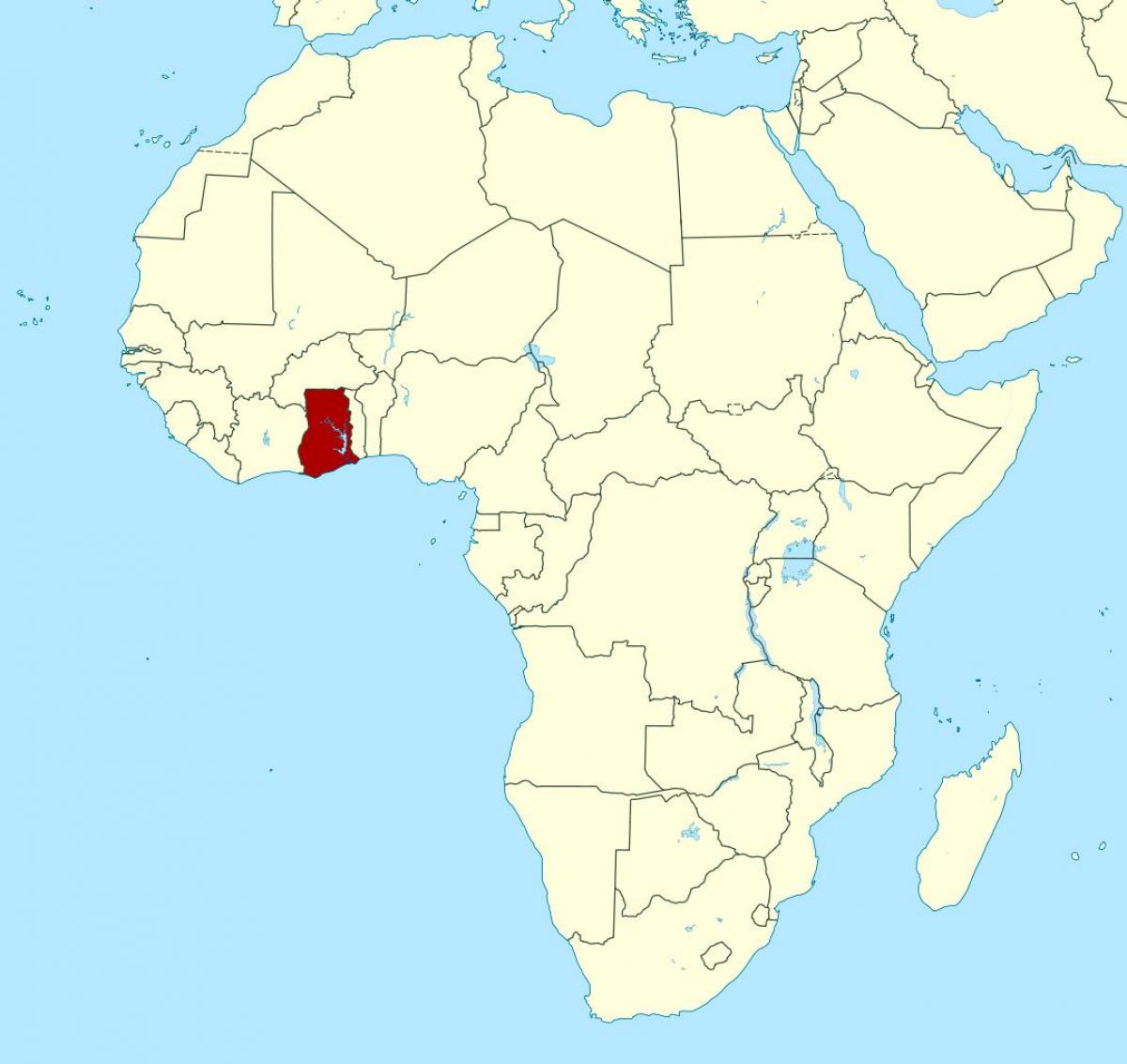 карта Афрыкі, паказваючы Гана