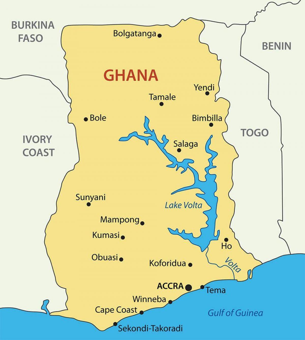 Гана карта з гарадамі
