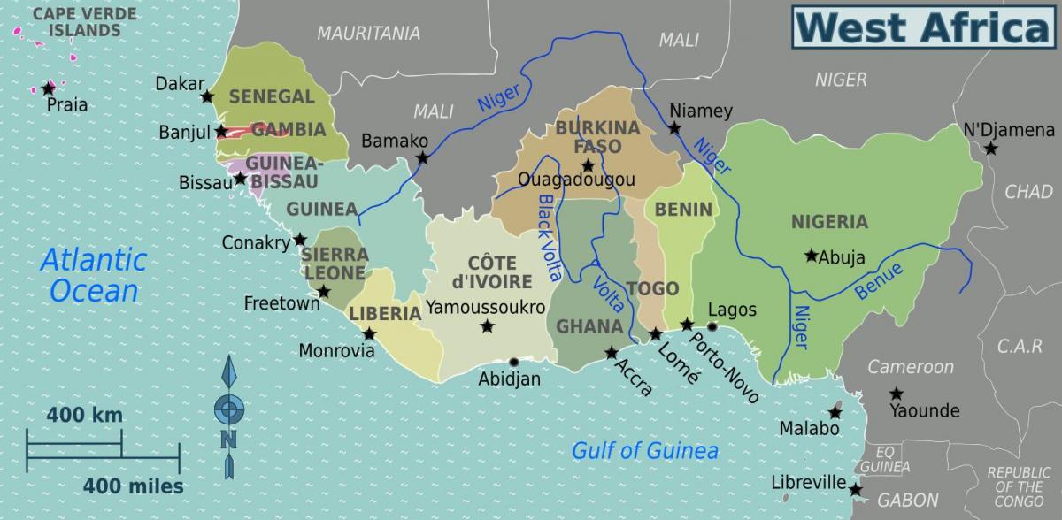 Карта Гана Заходняй Афрыкі