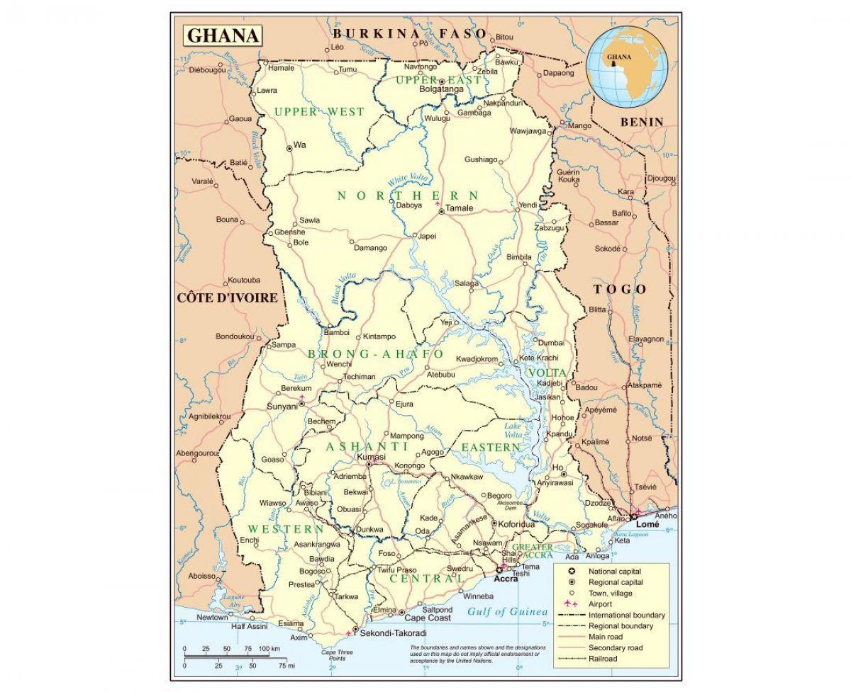 адміністрацыйная карта Ганы