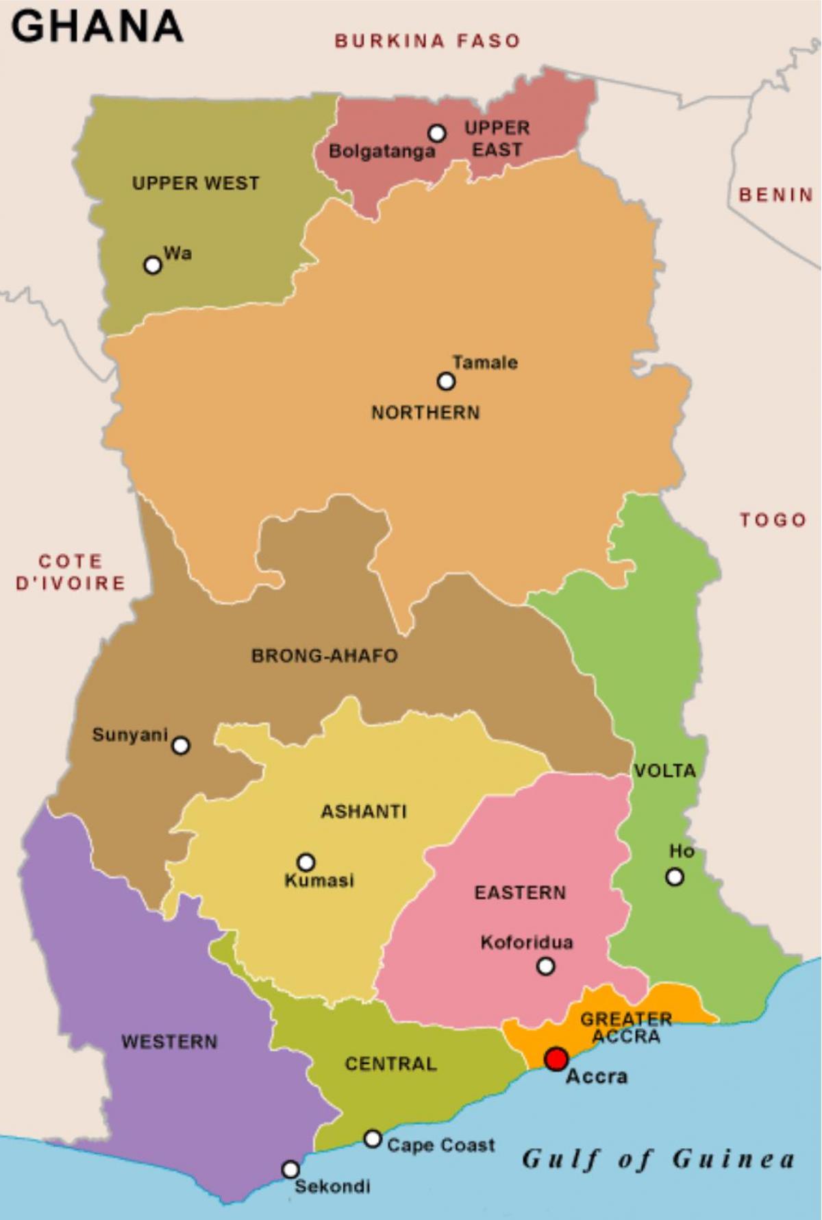 Гана карта і рэгіёнаў