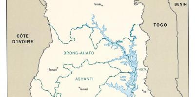 Гана карта з абласцямі і раёнамі