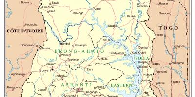 Карта падрабязная Гана